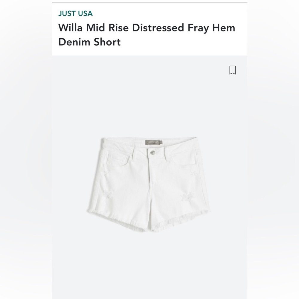 Just USA white distressed Fray Hem Denim Short